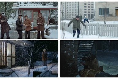 Угадайте фильм СССР по зимним улицам - 5 кадров &quotСлужебный роман&quot (6+), &quotИрония судьбы&quot (6+), &quotДжентельмены удачи&quot (6+), &quotОперация ы&quot (6+)