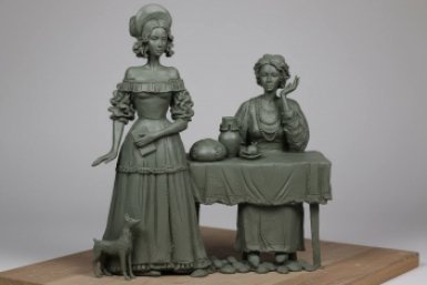 Эскиз скульптурной композиции &quotБарышня с собачкой и крестьянка&quot, которая может появиться в Ставрополе из проекта контракта с сайта госзакупок