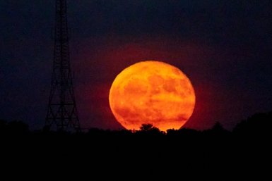 Луна, красная Луна, Луна над городом, ночной город Дмитрий Осипчук, ИА PrimaMedia.ru